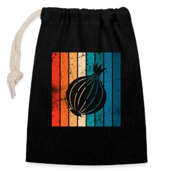 Onion Lover Retro Vegetables Vegan Gift idea - Verschließbarer Geschenkbeutel aus Baumwolle (14x20cm) - Schwarz - Vorne