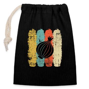 Onion Lover Retro Vegetables Vegan Gift idea - Verschließbarer Geschenkbeutel aus Baumwolle (14x20cm) - Schwarz - Vorne
