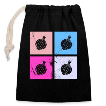 Onion Lover Retro Vegetables Vegan Gift idea - Verschließbarer Geschenkbeutel aus Baumwolle (14x20cm) - Schwarz - Vorne