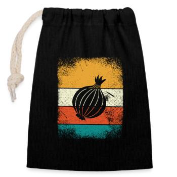 Onion Lover Retro Vegetables Vegan Gift idea - Verschließbarer Geschenkbeutel aus Baumwolle (14x20cm) - Schwarz - Vorne