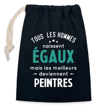 Les meilleurs hommes deviennent peintres - Sac cadeau en coton avec cordon (14 x 20 cm) - bleu marine - Devant