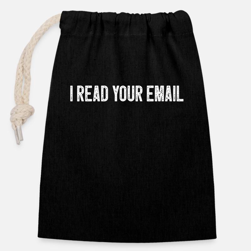 I Read Your Email Funny Computer Programmer - Verschließbarer Geschenkbeutel aus Baumwolle (14x20cm) - Schwarz
