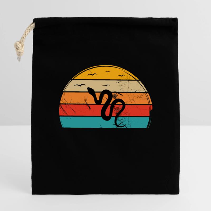 Snake Retro Reptile Python Gift idea Verschließbarer Geschenkbeutel aus Baumwolle (14x20cm)