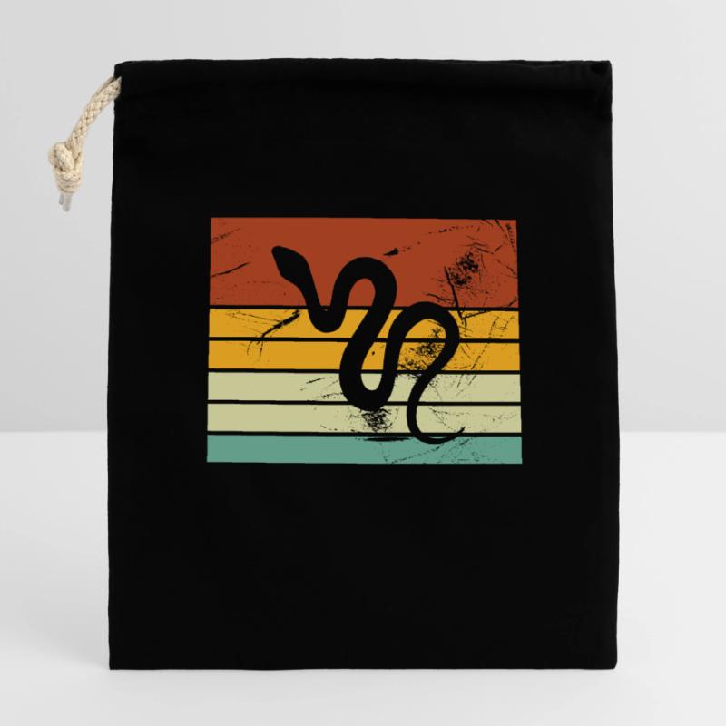Snake Retro Reptile Python Idée cadeau Sac cadeau en coton avec cordon (14 x 20 cm)