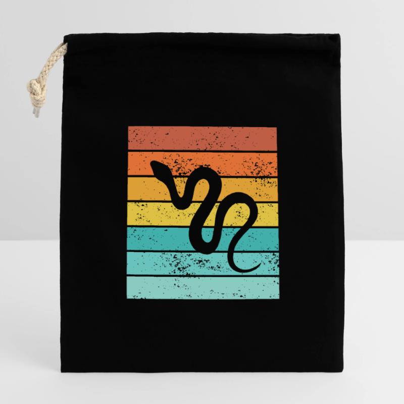Snake Retro Reptile Python Idée cadeau Sac cadeau en coton avec cordon (14 x 20 cm)
