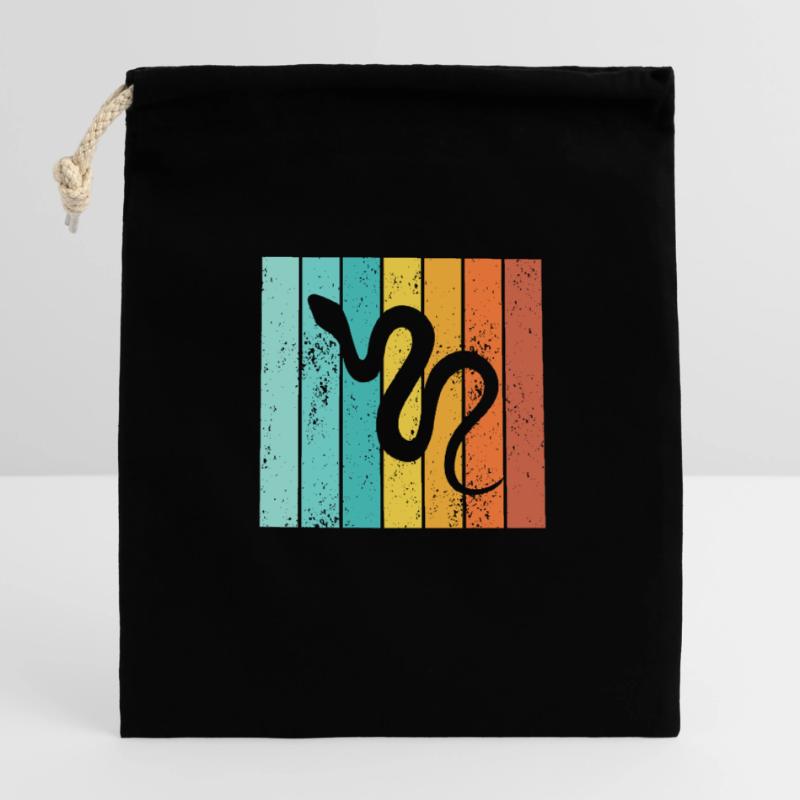 Snake Retro Reptile Python Idée cadeau Sac cadeau en coton avec cordon (14 x 20 cm)