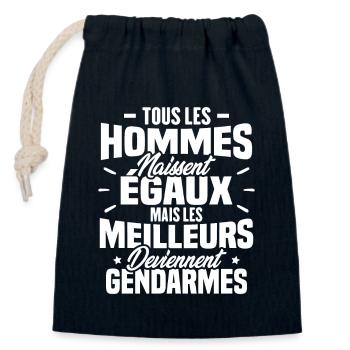 Les meilleurs hommes deviennent gendarmes - Sac cadeau en coton avec cordon (14 x 20 cm) - bleu marine - Devant