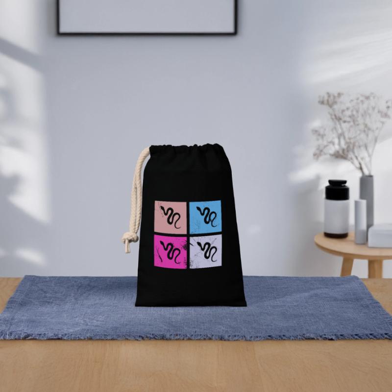 Snake Retro Reptile Python Idée cadeau Sac cadeau en coton avec cordon (14 x 20 cm)