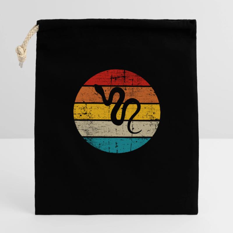 Snake Retro Reptile Python Gift idea Verschließbarer Geschenkbeutel aus Baumwolle (14x20cm)