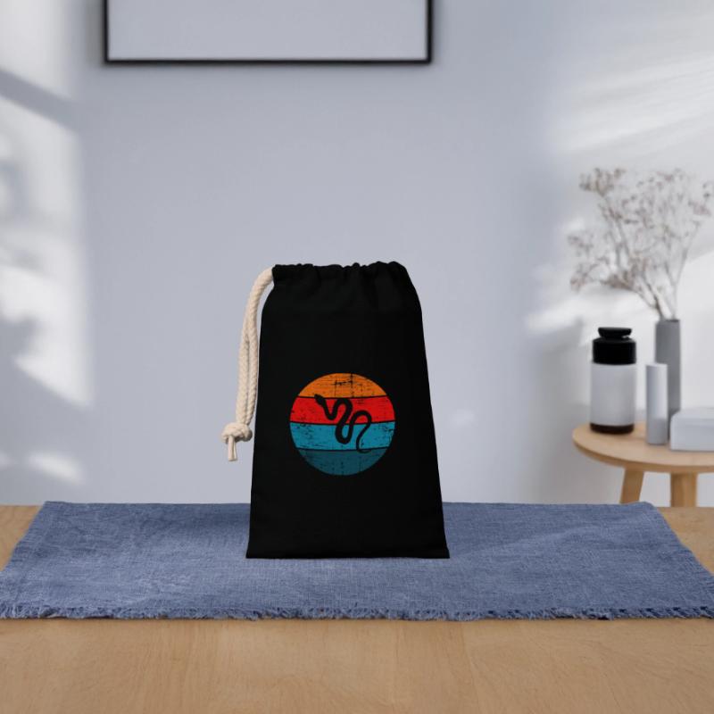 Snake Retro Reptile Python Idée cadeau Sac cadeau en coton avec cordon (14 x 20 cm)