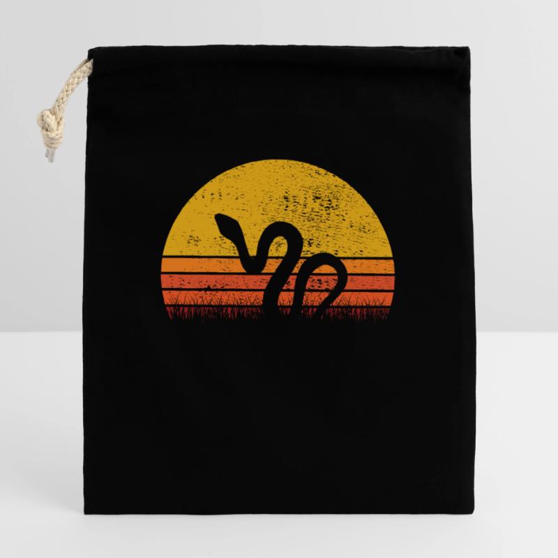 Snake Retro Reptile Python Gift idea Verschließbarer Geschenkbeutel aus Baumwolle (14x20cm)