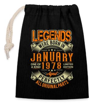 1978 Légende de l’anniversaire de janvier - Sac cadeau en coton avec cordon (14 x 20 cm) - noir - Devant