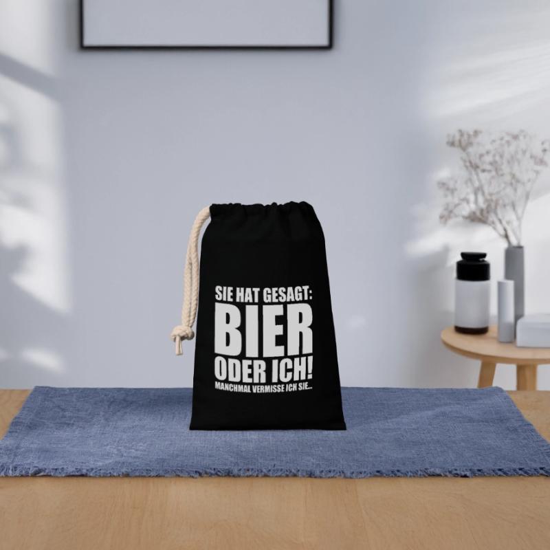 Sie Hat Gesagt Bier Oder Ich Biertrinker Saufshirt Verschließbarer Geschenkbeutel aus Baumwolle (14x20cm)