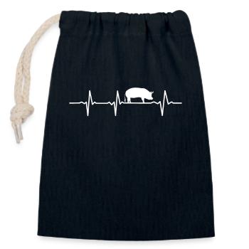 Pig Heartbeat Animal Retro Pet Farm Gift idea - Closable cotton gift bag (14x20cm) - navy - Front