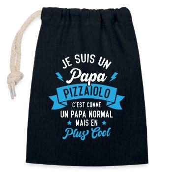 Papa Pizzaiolo c'est comme Papa Normal - Sac cadeau en coton avec cordon (14 x 20 cm) - bleu marine - Devant