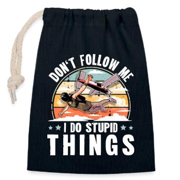 Skydiving Parachuting Parachute - Closable cotton gift bag (14x20cm) - navy - Front