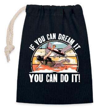 Skydiving Parachuting Parachute - Closable cotton gift bag (14x20cm) - navy - Front