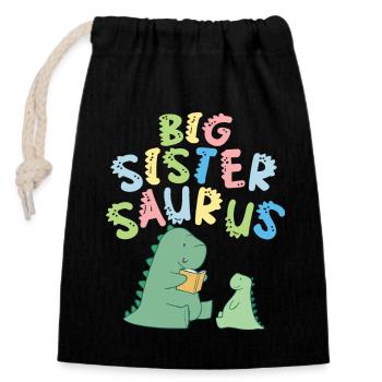 Big sister Saurus siblings Herbivore - Closable cotton gift bag (14x20cm) - black - Front