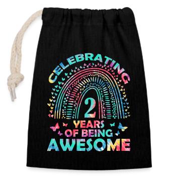 Célébrez 2 ans d’anniversaire génial - Sac cadeau en coton avec cordon (14 x 20 cm) - noir - Devant