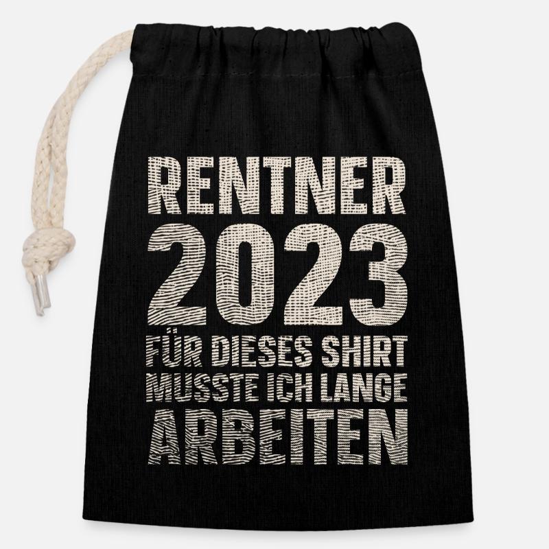 Rentner 2023 Ruhestand - Verschließbarer Geschenkbeutel aus Baumwolle (14x20cm) - Schwarz