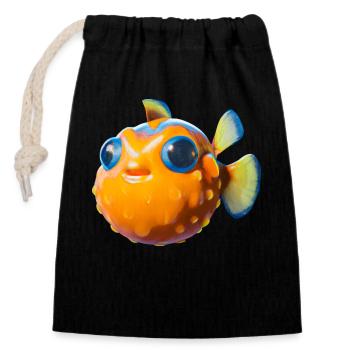 Sweet puffer fish - Closable cotton gift bag (14x20cm) - black - Front