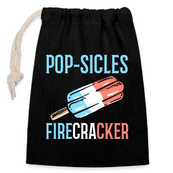 Ice Fireworks July 4 Independence Day - Closable cotton gift bag (14x20cm) - black - Front