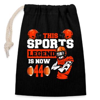 This sports legend is now 44, rugby game 44. - Closable cotton gift bag (14x20cm) - black - Front