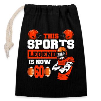 This sports legend is now 60, rugby game 60. - Closable cotton gift bag (14x20cm) - black - Front