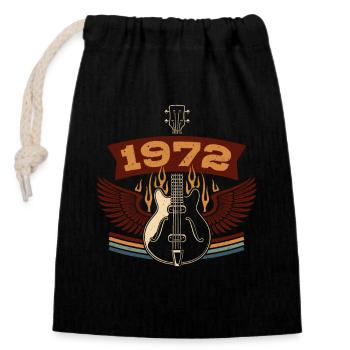 1972 Guitare Vintage Anniversaire | Anniversaire - Sac cadeau en coton avec cordon (14 x 20 cm) - noir - Devant