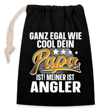 Angler Papa Vater Vatertag Cooler Papa - Verschließbarer Geschenkbeutel aus Baumwolle (14x20cm) - Schwarz - Vorne