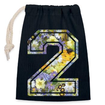Nummer 2 Blume, Fußballmannschaft, Universitätsbasketball - Verschließbarer Geschenkbeutel aus Baumwolle (14x20cm) - Navy - Vorne