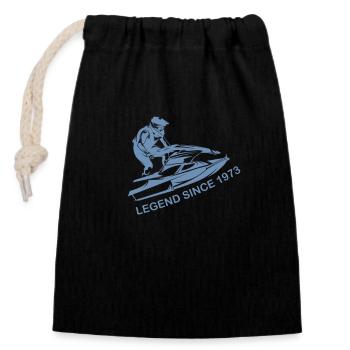 Vintage 1973 Birthday Jet Ski - Closable cotton gift bag (14x20cm) - black - Front