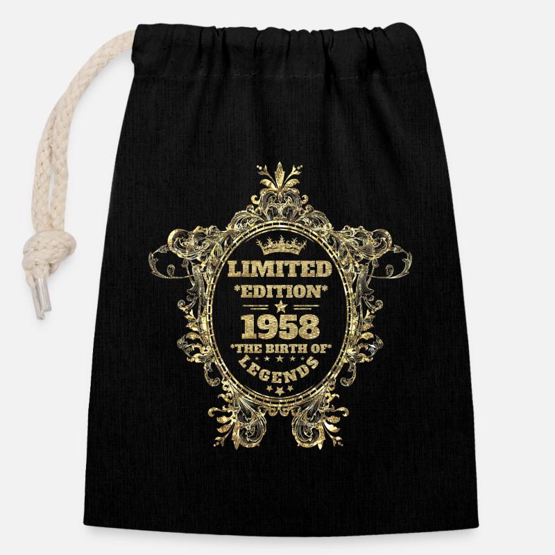 Édition limitée 1958 - Sac cadeau en coton avec cordon (14 x 20 cm) - noir