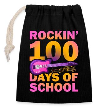 Rockin 100 Tage Der Schule Gitarrist Musiker - Verschließbarer Geschenkbeutel aus Baumwolle (14x20cm) - Schwarz - Vorne
