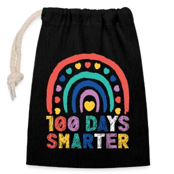 100 Days Smarter 100th Day Schulveranstaltung - Verschließbarer Geschenkbeutel aus Baumwolle (14x20cm) - Schwarz - Vorne