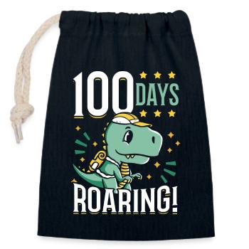 100 Tage Brüllender Dinosaurier Kid Schooler - Verschließbarer Geschenkbeutel aus Baumwolle (14x20cm) - Navy - Vorne