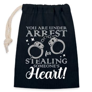 You are arrested for theft of the - Closable cotton gift bag (14x20cm) - navy - Front