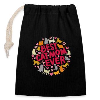 Meilleure chatte chatte clowneuse - Sac cadeau en coton avec cordon (14 x 20 cm) - noir - Devant