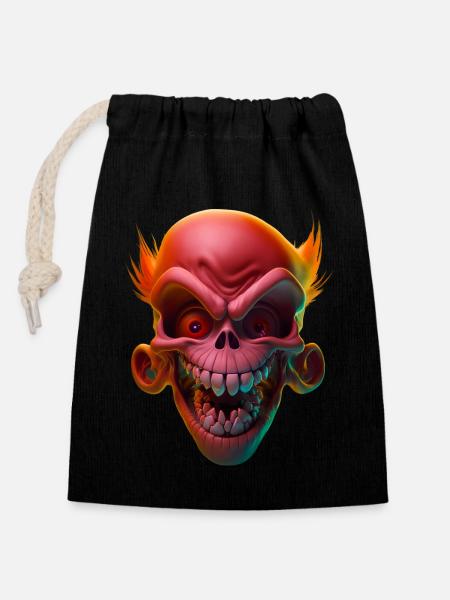 Red laughing Skull - Verschließbarer Geschenkbeutel aus Baumwolle (14x20cm) - Schwarz