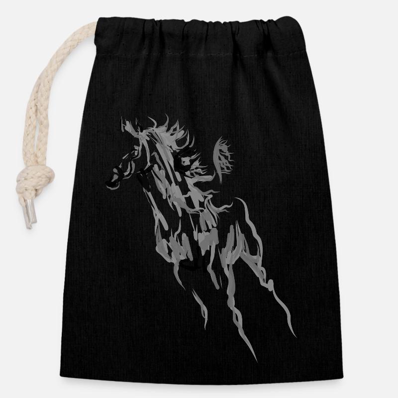horse - Closable cotton gift bag (14x20cm) - black