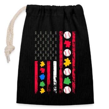 Autism Awareness Month American Sports Flag - Closable cotton gift bag (14x20cm) - black - Front