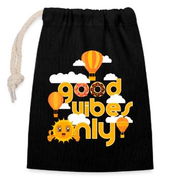 Good Vibes (balloons, sun) - Closable cotton gift bag (14x20cm) - black - Front