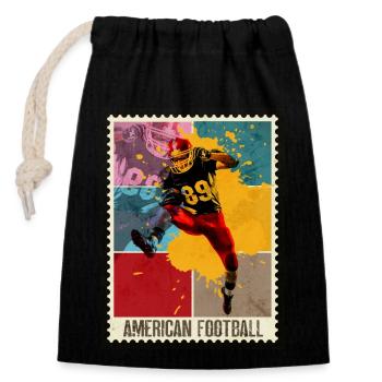 Joueur de football américain Vintage Retro Stamp - Sac cadeau en coton avec cordon (14 x 20 cm) - noir - Devant