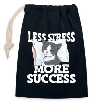Less Stress More Success Napping Cat Stress - Closable cotton gift bag (14x20cm) - navy - Front