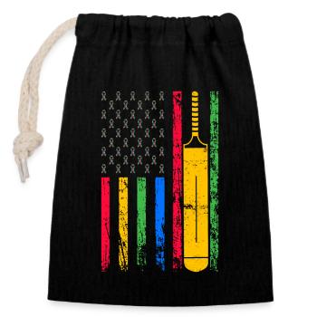 American sports flag - Closable cotton gift bag (14x20cm) - black - Front