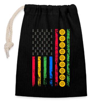 American sports flag - Closable cotton gift bag (14x20cm) - black - Front