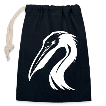 Pélican tropical Oiseaux aquatiques aux yeux maléfiques - Sac cadeau en coton avec cordon (14 x 20 cm) - bleu marine - Devant