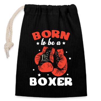 Born To Be A Boxer Sparring Training Gloves - Closable cotton gift bag (14x20cm) - black - Front