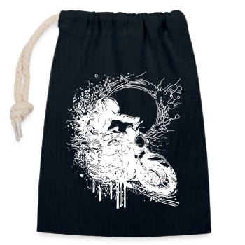 Motorcycle Racing Splash Jump Style - Closable cotton gift bag (14x20cm) - navy - Front
