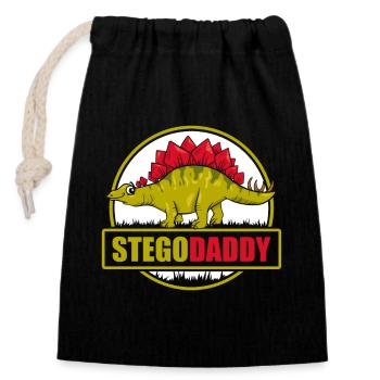 Stegodaddy Dinosaur Daddy Dino Reptile Fête des pères - Sac cadeau en coton avec cordon (14 x 20 cm) - noir - Devant